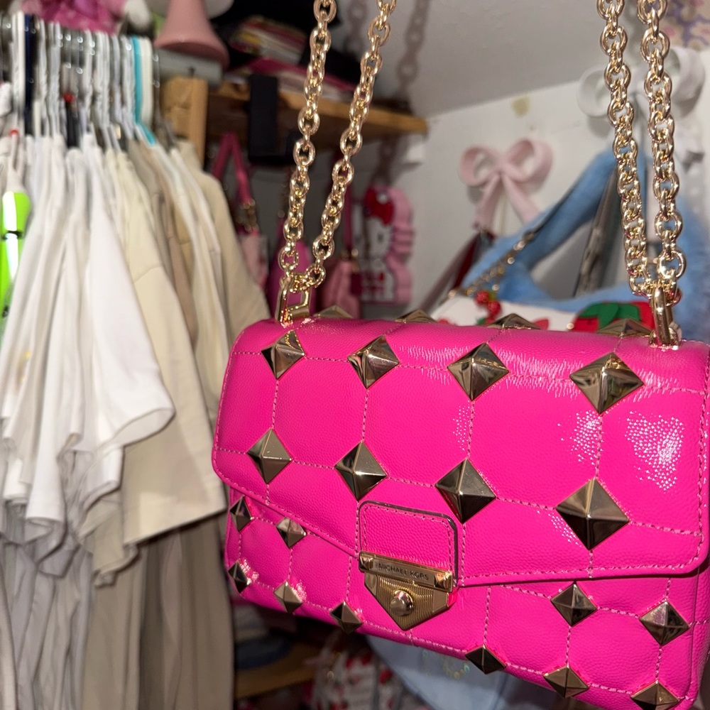 Michael Kors SoHo Small Studded Quilted Patent Leather Shoulder Bag - Picture 9 of 9